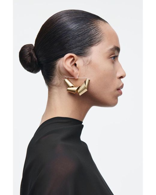 COS White Twisted Earrings