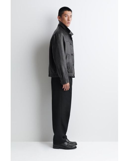 COS Black Square-Toe Leather Derby Shoes for men