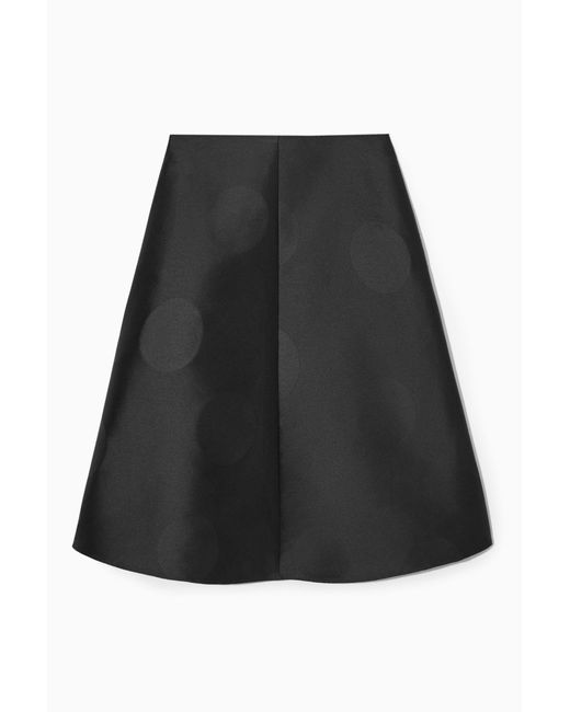 COS Black Polka-dot Taffeta Midi Skirt