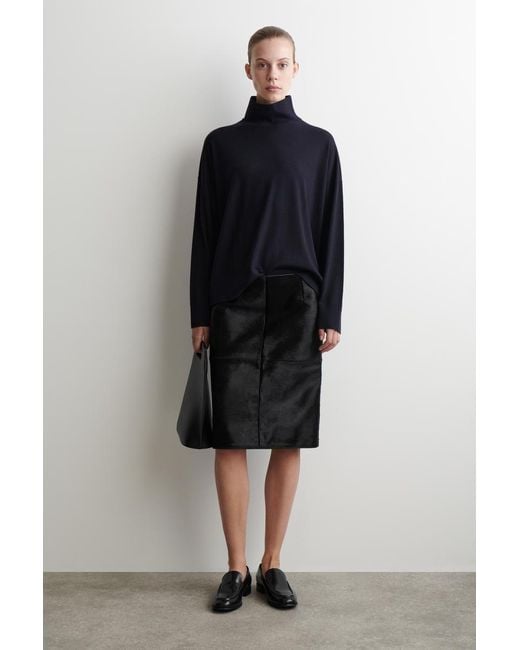 COS Blue Merino Wool Turtleneck Sweater