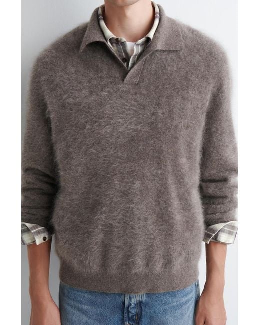 COS Brown Brushed-Cashmere Polo Sweater for men