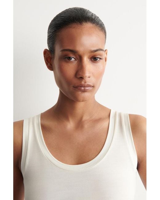 COS White Scoop-Neck Silk-Jersey Tank Top