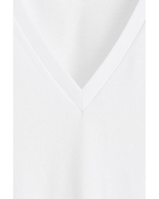 COS White Cotton V-Neck T-Shirt