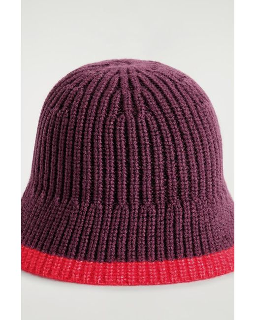 COS Red Contrast-Tipped Wool-Mohair Bucket Hat