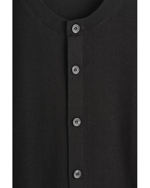 COS Black Merino Wool Crew-Neck Cardigan for men