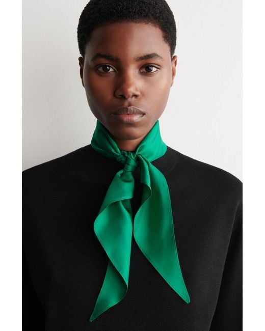 COS Black Scarf-Detail Merino Wool T-Shirt
