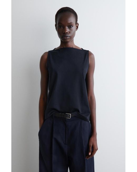 COS Blue Tanktop Mit U-boot-ausschnitt