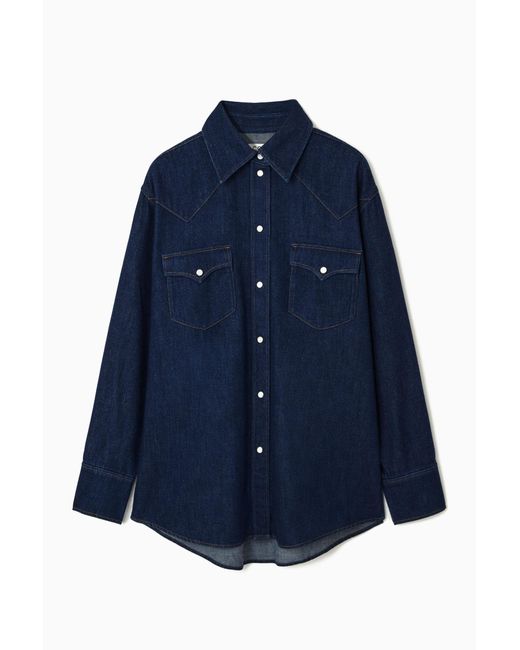 COS Blue Oversized Denim Western Shirt