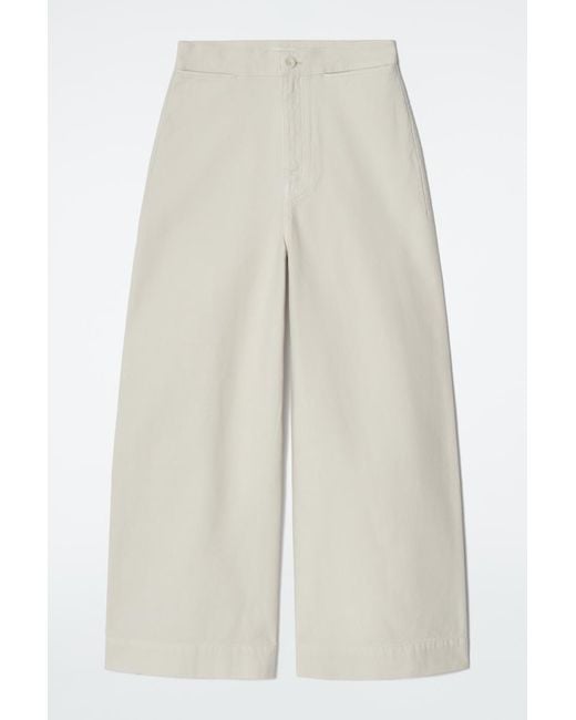 COS White Wide-leg Denim Trousers In Beige