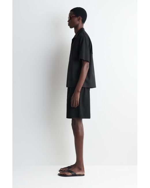 COS Black Relaxed Contrast-Panel Shirt for men