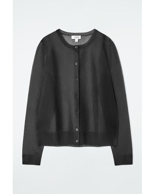 COS Black Sheer Fine-Knit Cardigan