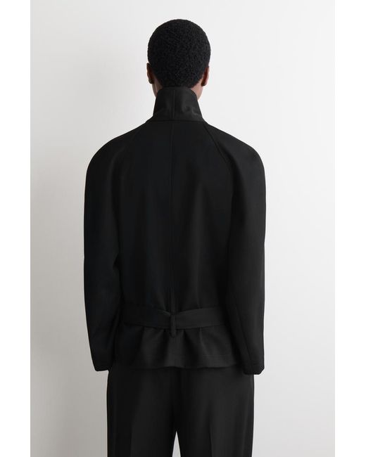 COS Black Belted Wool-Blend Shawl-Collar Jacket