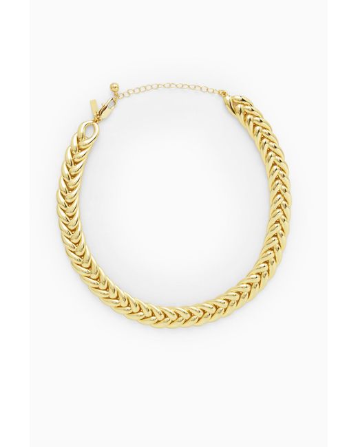 COS Metallic Short Plaited Chain Necklace