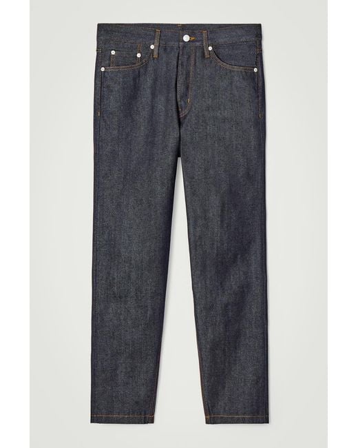 COS Blue Margin Raw Selvedge Tapered Jeans for men
