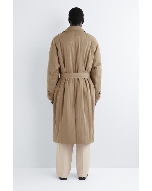 COS Natural Padded Belted Funnel-Neck Long Coat for men