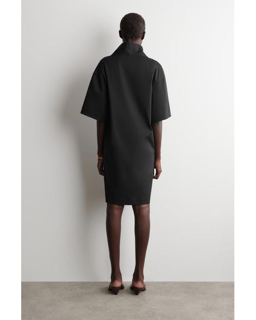 COS Black Mock-Neck Cocoon Mini Dress