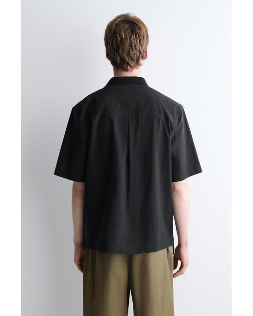 COS Blue Camp-Collar Cotton Shirt for men