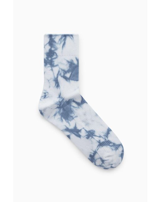 COS Blue Ribbed Tie-dye Socks for men