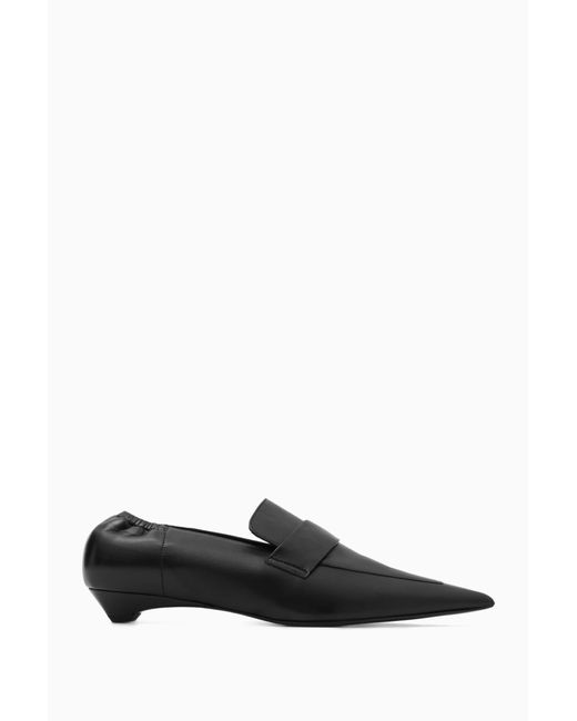 COS Black Pointed Leather Kitten-heel Loafers