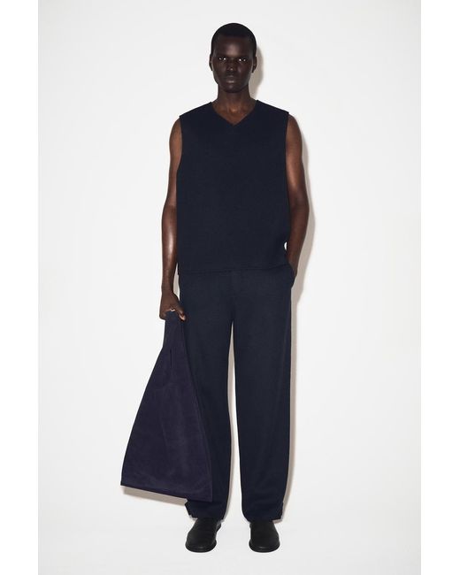 COS Blue Double-Faced Wool V-Neck Vest for men