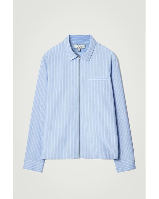 COS Blue Zipped Twill Shirt for men