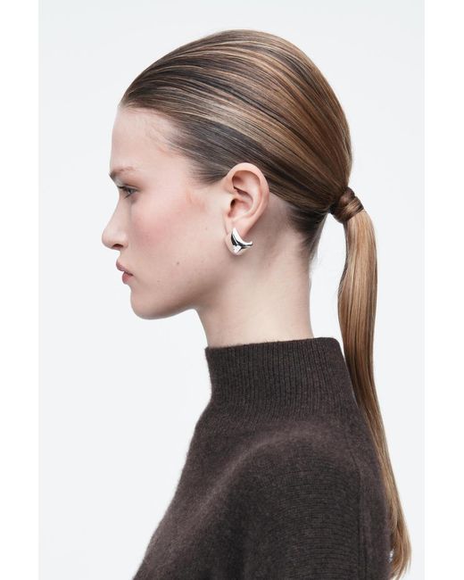 COS Black Mismatched Stud Earrings