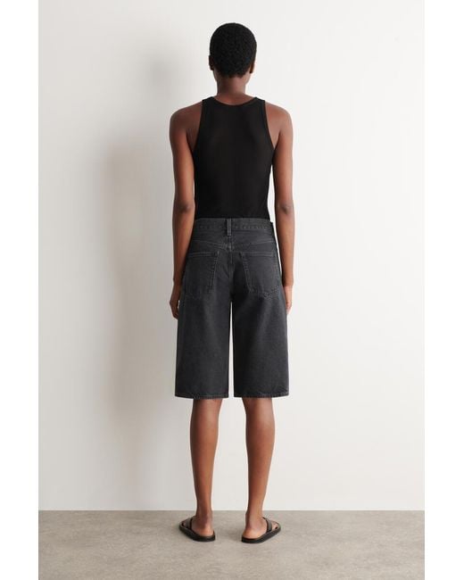 COS Blue Chord Straight-Leg Denim Shorts