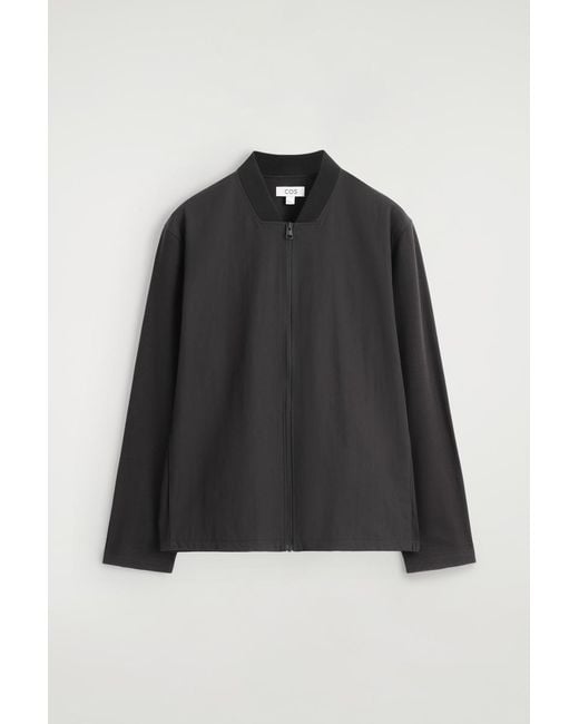 COS Black Nylon-Panelled Bomber Jacket for men