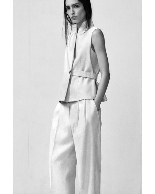 COS Natural Shawl-Collar Belted Linen Vest