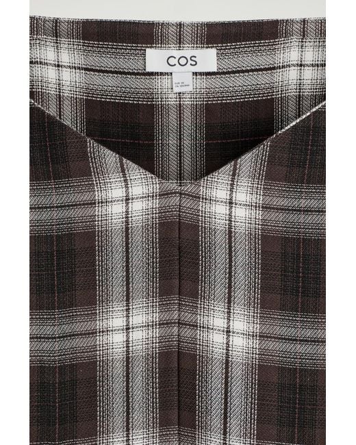COS Black Checked V-Neck Top