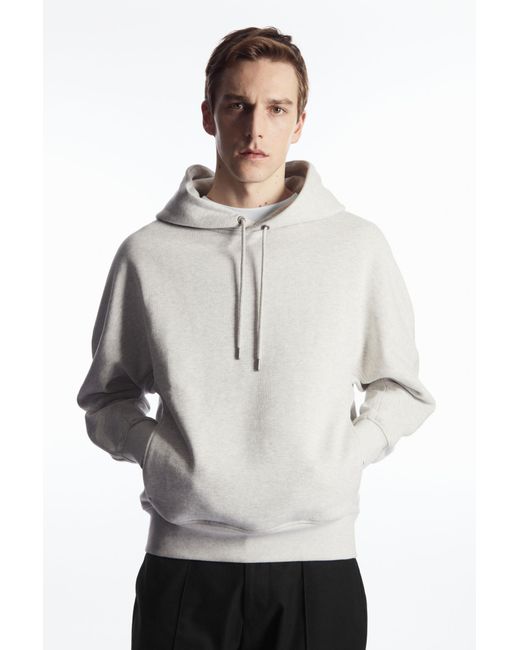 COS White Heavyweight Paneled Hoodie for men