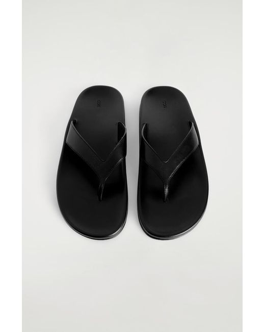 COS Black Sculpted Leather Flip Flops