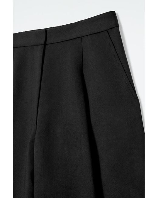 COS Black Wool-Blend Wide-Leg Trousers