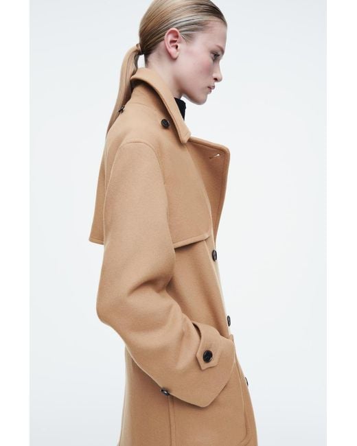 COS Hooded Wool Duffle Coat in Natural | Lyst UK