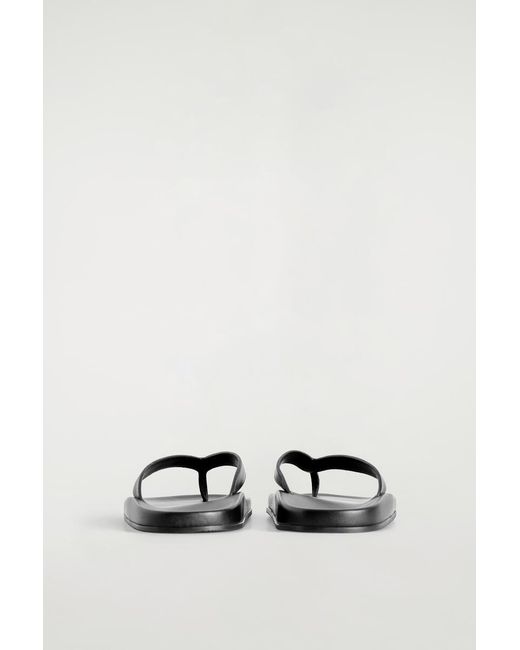 COS Black Sculpted Leather Flip Flops