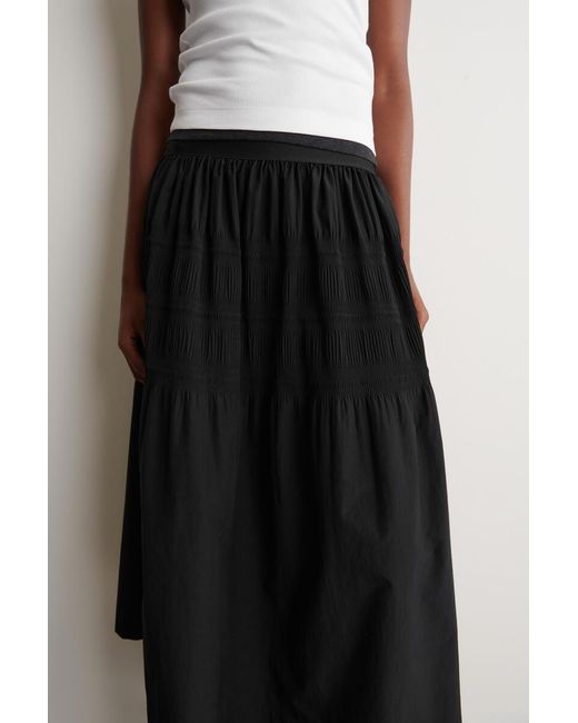 COS Black Tiered Gathered Midi Skirt