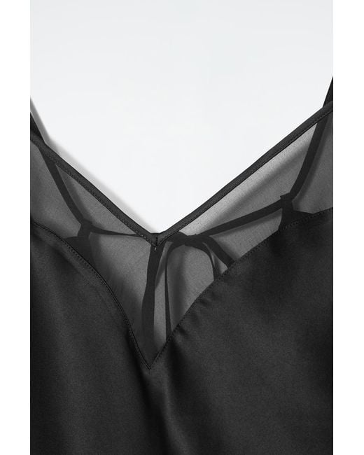 COS Black Sheer-panel Silk Cami Top