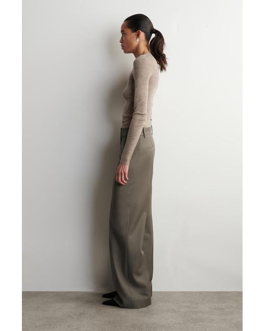 COS Gray Tailored Wool-Twill Bootcut Pants