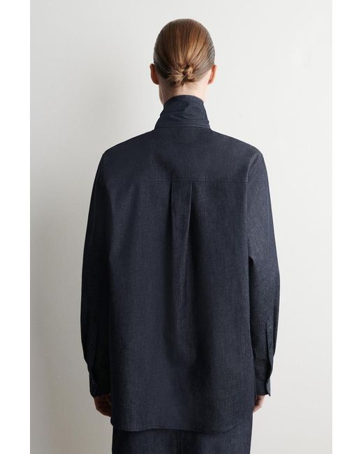 COS Blue Bow-Detail Denim Shirt