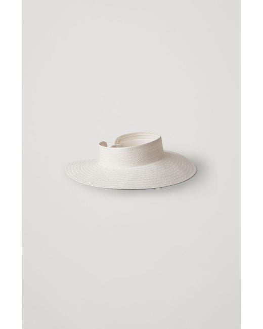 COS White Woven Visor With Wide Brim
