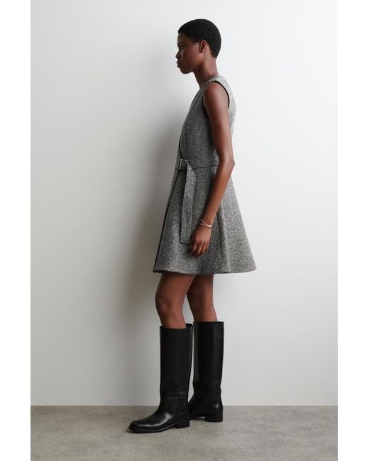 COS Gray Tweed Mini Wrap Dress