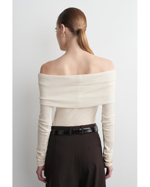 COS Natural Off-The-Shoulder Merino Wool Top