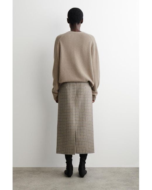 COS Gray Checked Double-Faced Wool Skirt
