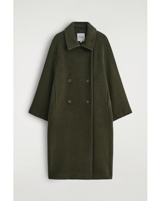 COS Green Oversized Double-Breasted Wool Long Coat