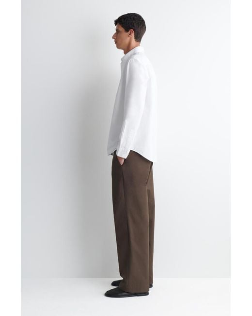 COS White Relaxed Cotton-Poplin Shirt for men