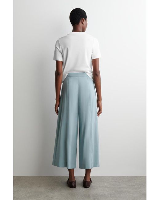 COS Blue Fluid Pleated Culottes