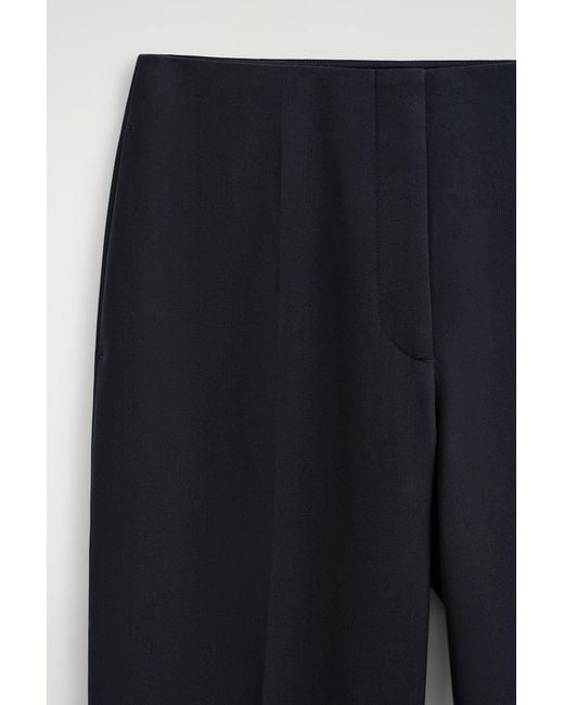 COS Blue Wool-Blend Barrel-Leg Pants
