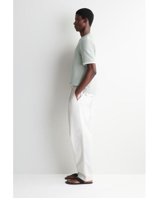 COS White Knitted Linen T-Shirt for men