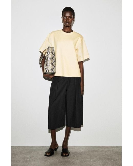 COS Natural Poplin-Panelled Jersey T-Shirt