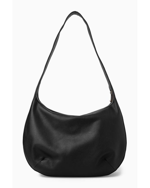 COS Black Curved Leather Shoulder Bag